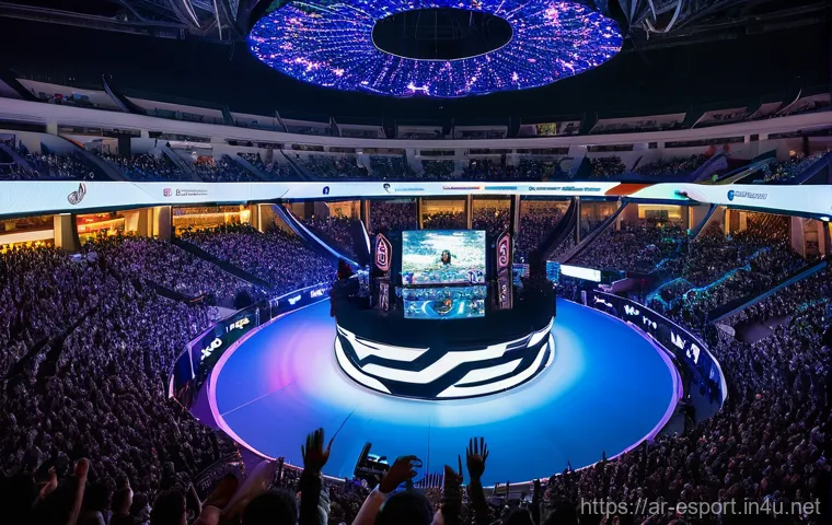 e스포츠 팬덤 문화 - **A Vibrant Arab Esports Fan Festival** An exhilarating, wide-angle shot of a massive esports ar...