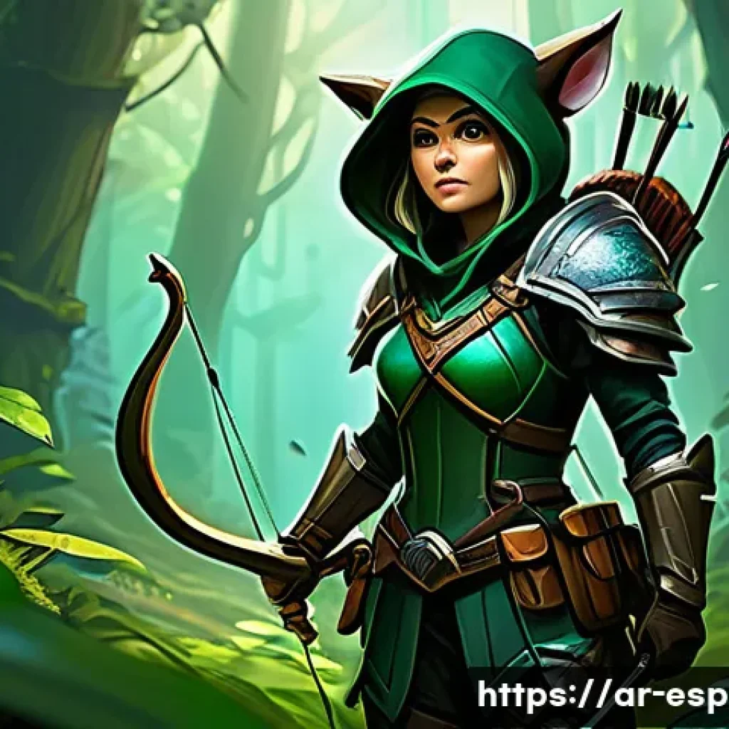 티모 장인 플레이 리뷰 - A detailed digital painting of a tactical video game scene featuring a nimble female archer characte...