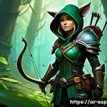 티모 장인 플레이 리뷰 - A detailed digital painting of a tactical video game scene featuring a nimble female archer characte...