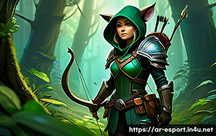 티모 장인 플레이 리뷰 - A detailed digital painting of a tactical video game scene featuring a nimble female archer characte...