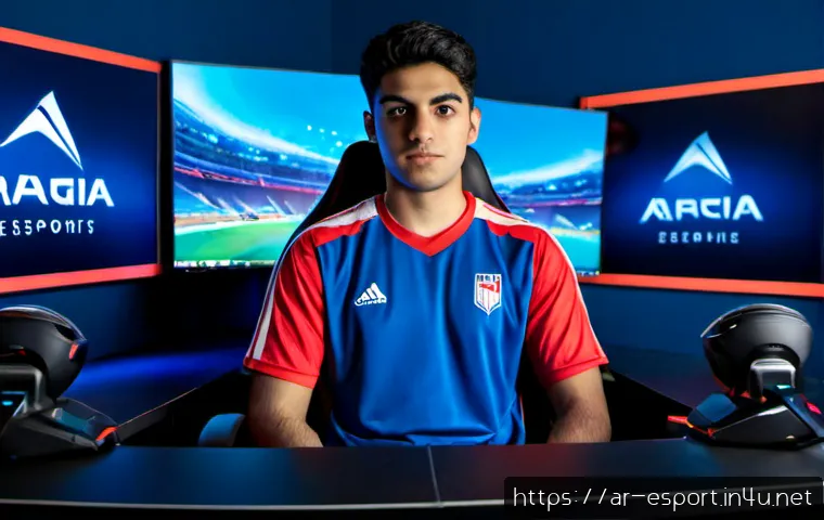 LCS 지역 선수 특징 - Photorealistic North American esports player in a modern training studio, focused young adult wearin...